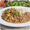 Carne Moída com Arroz e Feijão